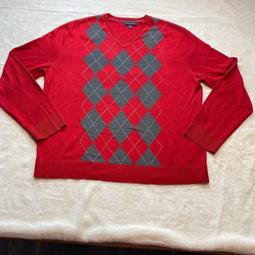 Banana Republic Men’s Silk Blend V-Neck Argyle Sweater Size XL
